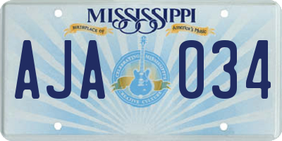 MS license plate AJA034