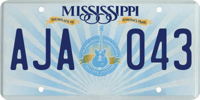 MS license plate AJA043