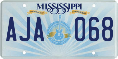 MS license plate AJA068