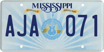 MS license plate AJA071