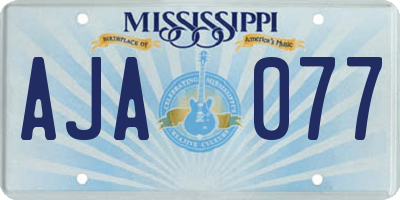 MS license plate AJA077