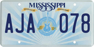 MS license plate AJA078