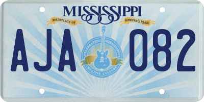 MS license plate AJA082