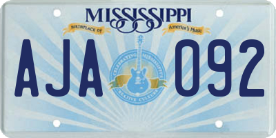 MS license plate AJA092