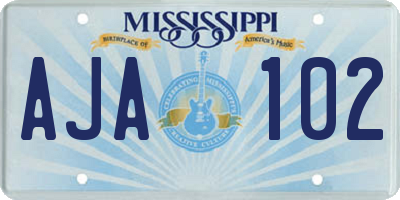 MS license plate AJA102