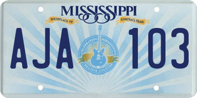 MS license plate AJA103