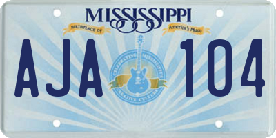 MS license plate AJA104