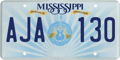 MS license plate AJA130