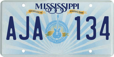 MS license plate AJA134