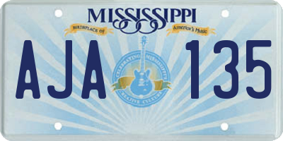 MS license plate AJA135