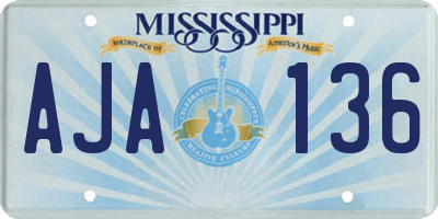 MS license plate AJA136