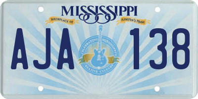 MS license plate AJA138