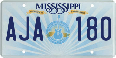 MS license plate AJA180