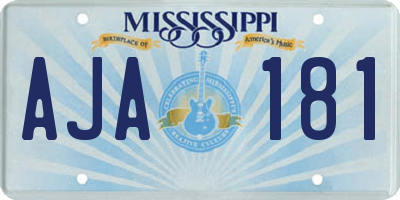 MS license plate AJA181