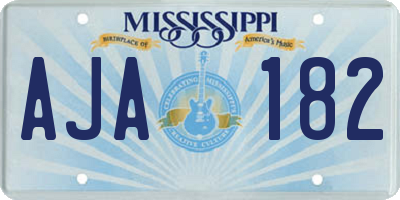 MS license plate AJA182