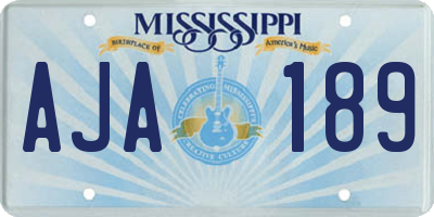 MS license plate AJA189