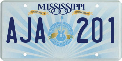 MS license plate AJA201