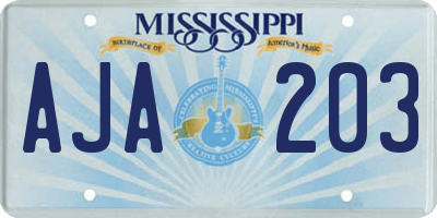 MS license plate AJA203