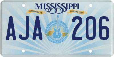 MS license plate AJA206