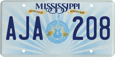 MS license plate AJA208