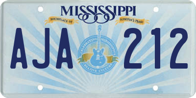 MS license plate AJA212