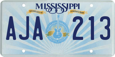 MS license plate AJA213