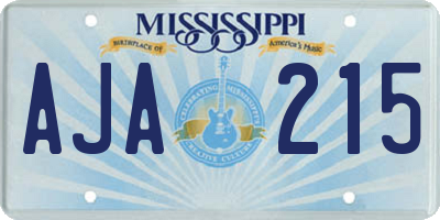 MS license plate AJA215