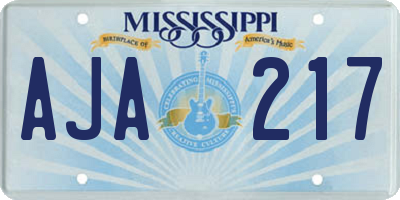 MS license plate AJA217