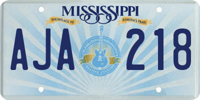 MS license plate AJA218