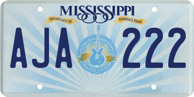 MS license plate AJA222