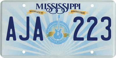MS license plate AJA223