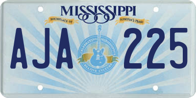 MS license plate AJA225