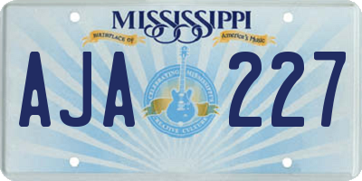 MS license plate AJA227