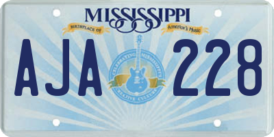 MS license plate AJA228