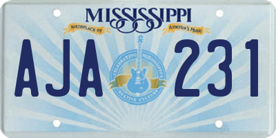 MS license plate AJA231