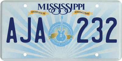 MS license plate AJA232