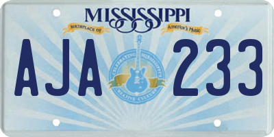 MS license plate AJA233