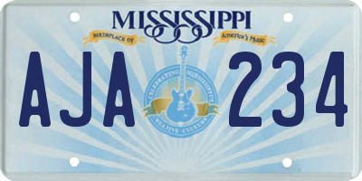 MS license plate AJA234