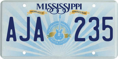 MS license plate AJA235