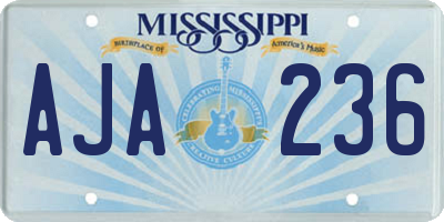 MS license plate AJA236
