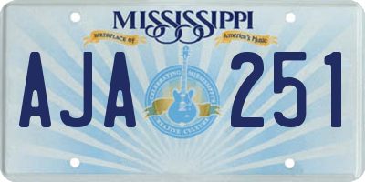 MS license plate AJA251