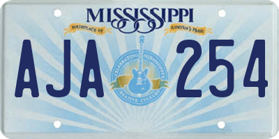MS license plate AJA254