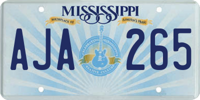 MS license plate AJA265