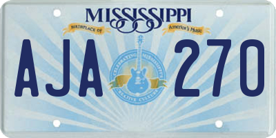 MS license plate AJA270