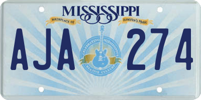 MS license plate AJA274