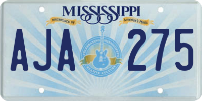 MS license plate AJA275