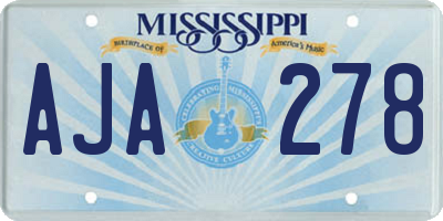 MS license plate AJA278