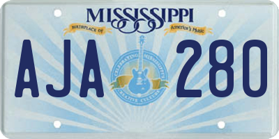 MS license plate AJA280