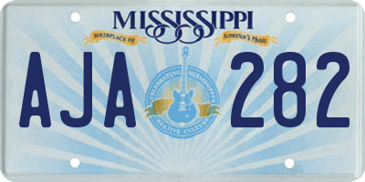 MS license plate AJA282