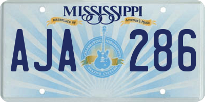 MS license plate AJA286